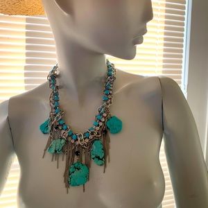 Turquoise & Silver Unique Designer Necklace Set